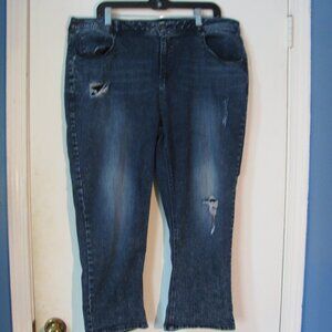 Est 1946 Cropped Jeans Plus Size 20W Blue Jean Denim Destroyed Ripped Crop